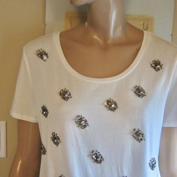 WEEKEND MAXMARA WHITE JERSEY COTTON GEM CABINA TEE SHIRT XL - Picture 2 of 10